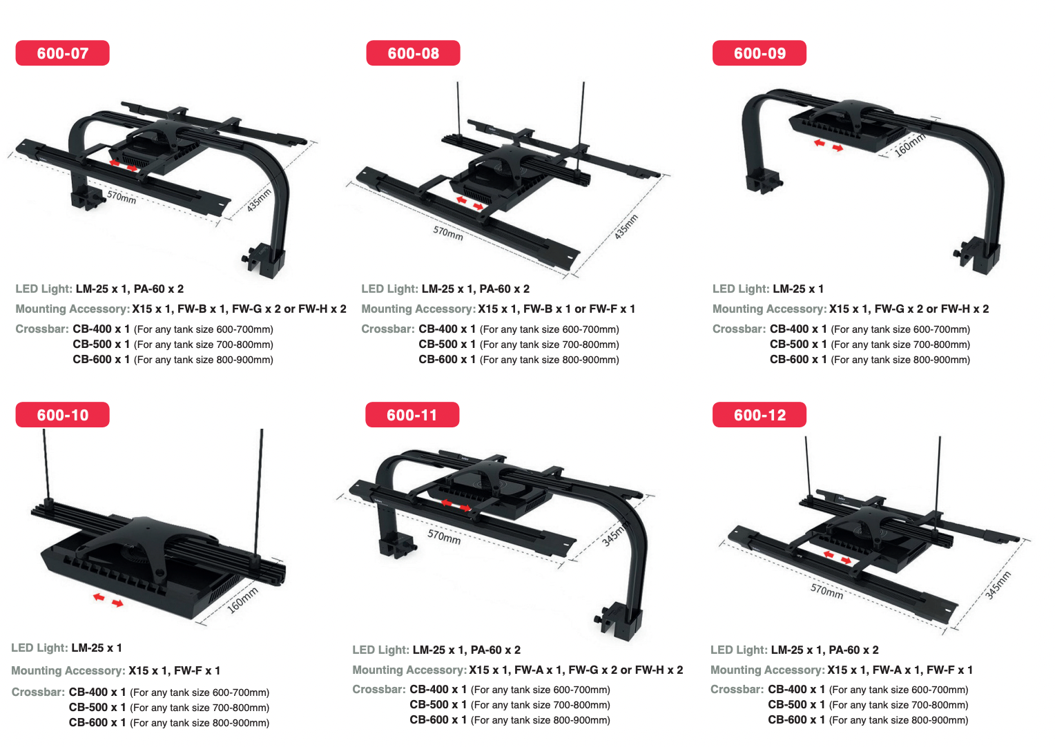 SeaTorch Aquarium Light Mount – FW-B Long Wing Module