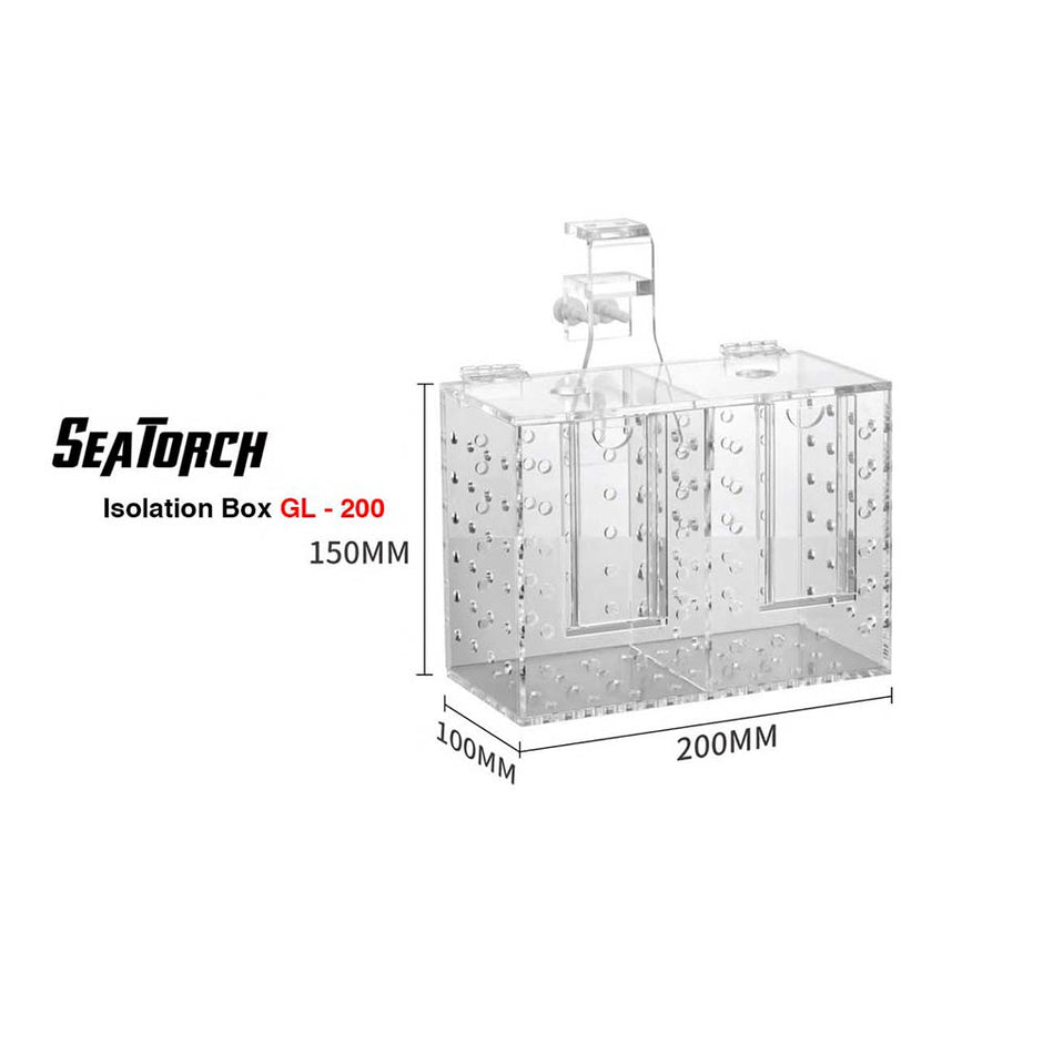 aquarium isolation box for reef tank acclimation
acrylic fish quarantine box for marine aquarium
coral isolation chamber for reef tank
in tank refugium box for macro algae growth
euro braced aquarium hanging isolation box
rimless aquarium acclimation box system
fish and coral quarantine box for saltwater tank
modular aquarium isolation chamber with dividers
reef tank livestock acclimation isolation box
Seatorch acrylic isolation box for aquarium